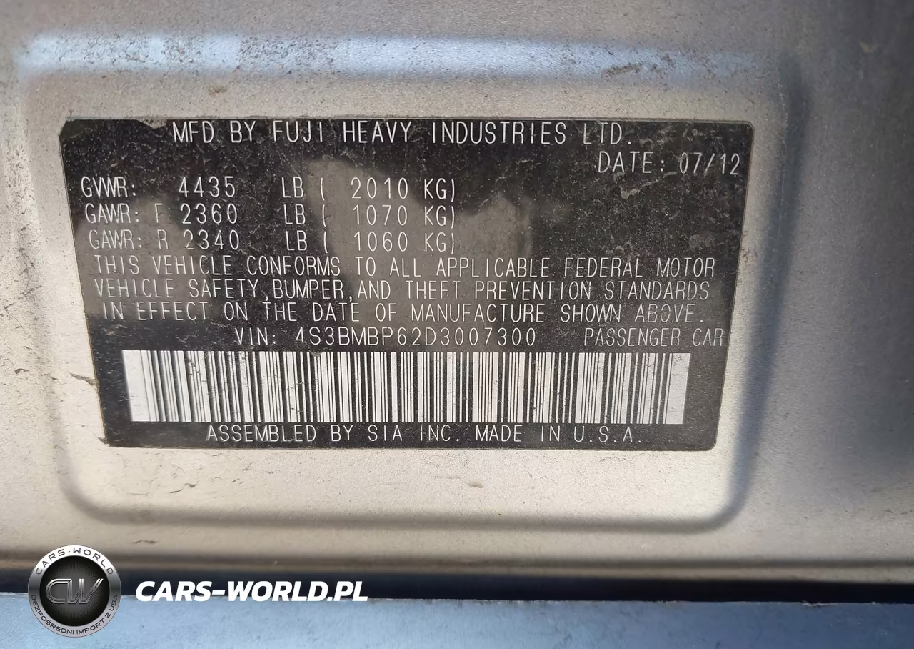 2013 Subaru Legacy 2.5I Limited VIN:4S3BMBP62D3007300 - 9