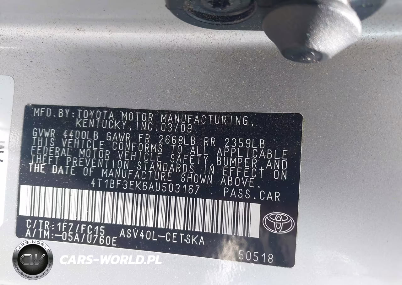 2010 Toyota Camry Se VIN:4T1BF3EK6AU503167 - 9