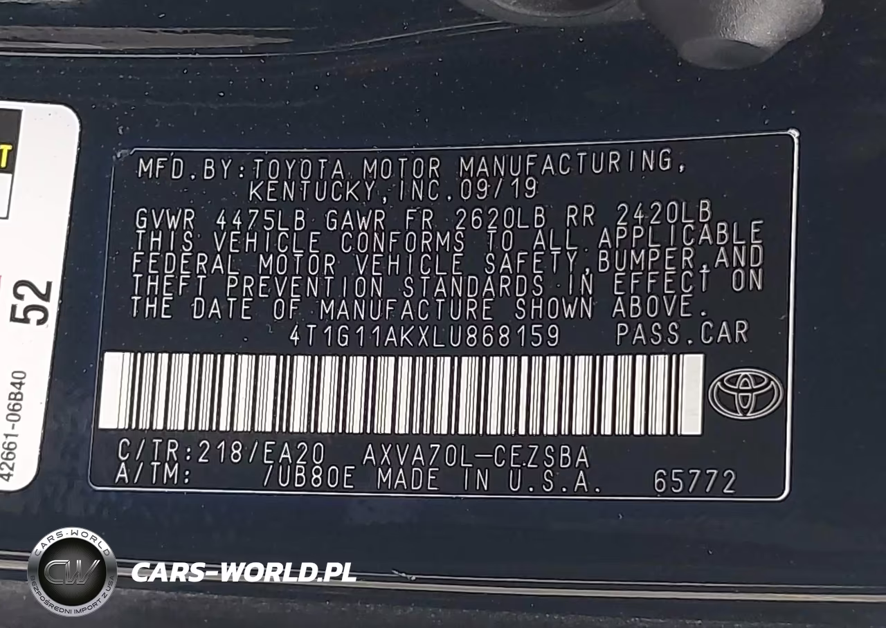 2020 Toyota Camry Se VIN:4T1G11AKXLU868159 - 9
