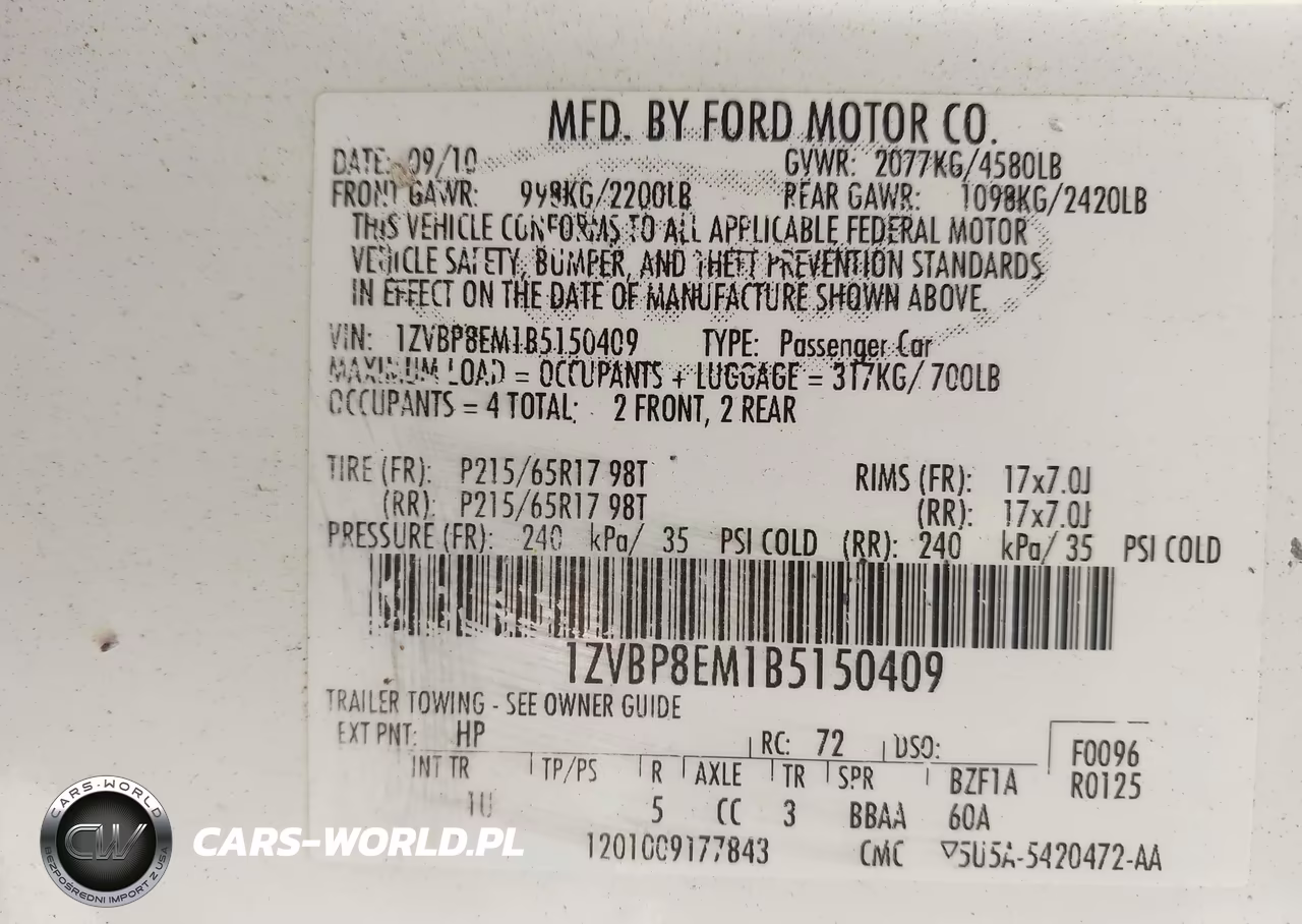 2011 Ford Mustang VIN:1ZVBP8EM1B5150409 - 9