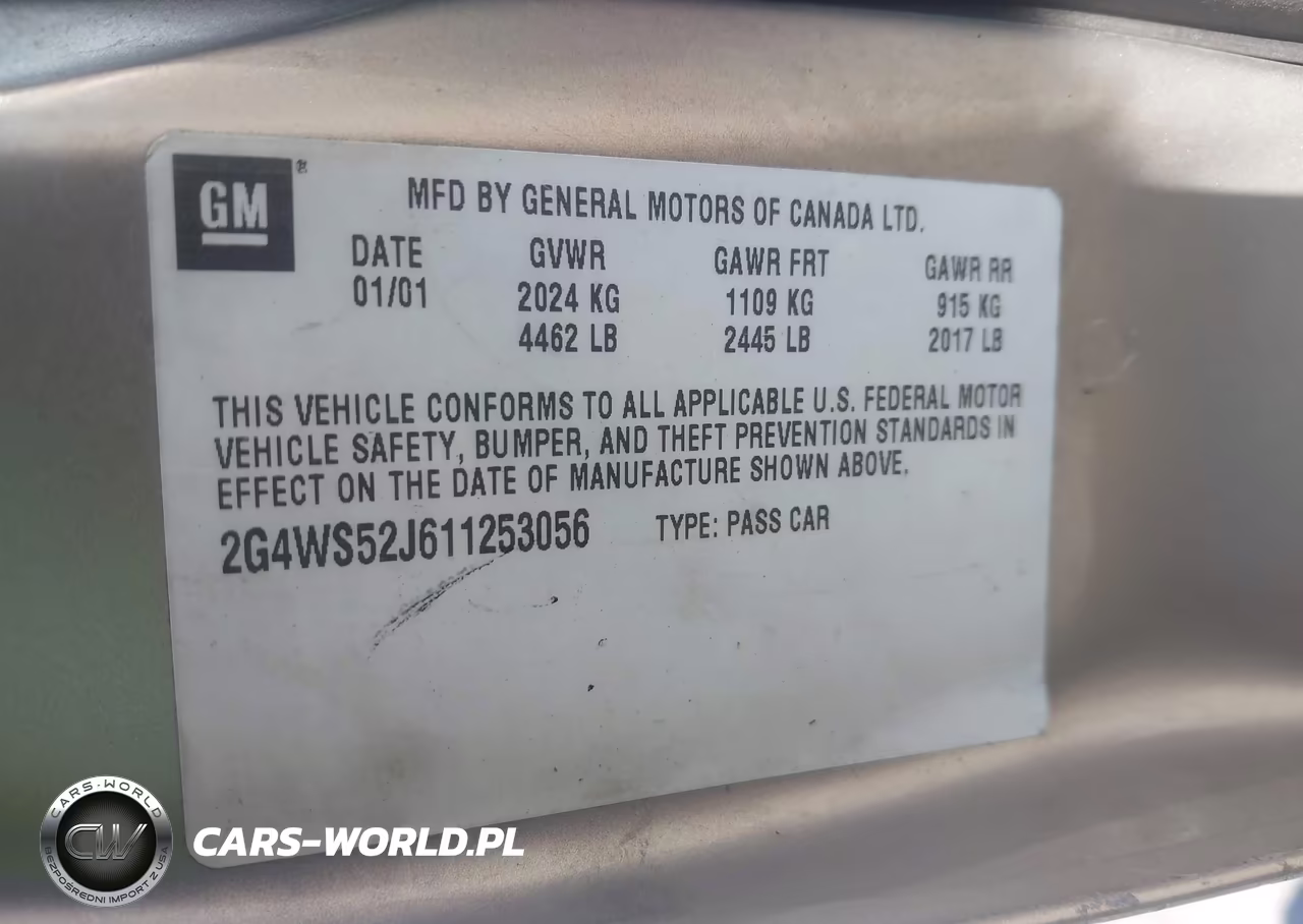2001 Buick Century Custom VIN:2G4WS52J611253056 - 9