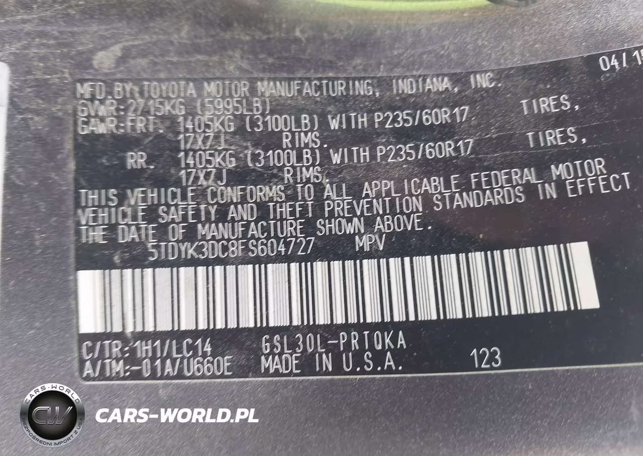 2015 Toyota Sienna Xle 8 Passenger VIN:5TDYK3DC8FS604727 - 9