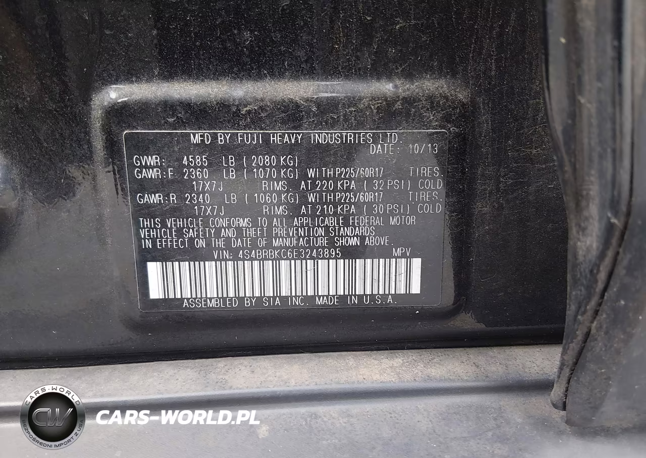 2014 Subaru Outback 2.5I Limited VIN:4S4BRBKC6E3243895 - 9
