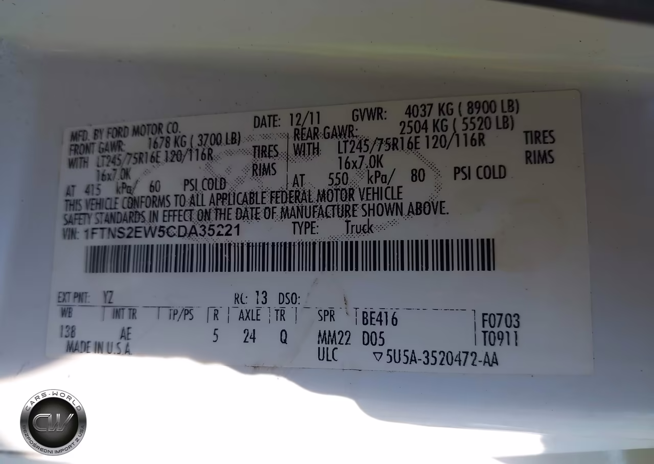 2012 Ford E-250 Commercial VIN:1FTNS2EW5CDA35221 - 9
