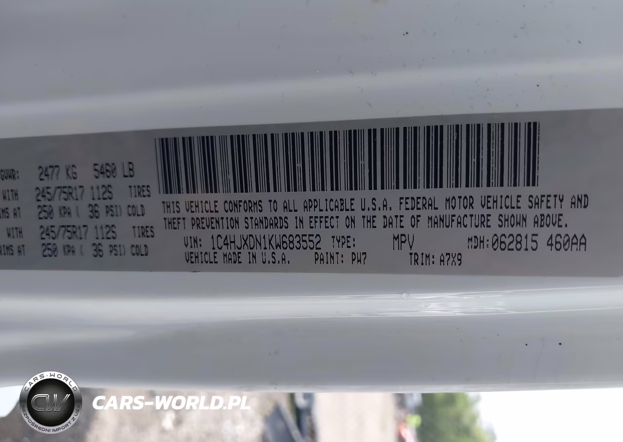 2019 Jeep Wrangler Unlimited Sport S 4X4 VIN:1C4HJXDN1KW683552 - 9