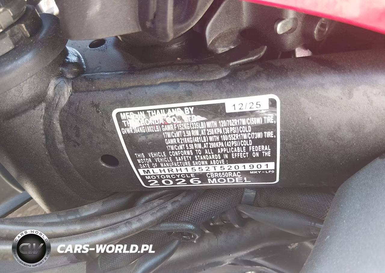 2026 Honda Cbr650 R VIN:MLHRH1552T5201901 - 10