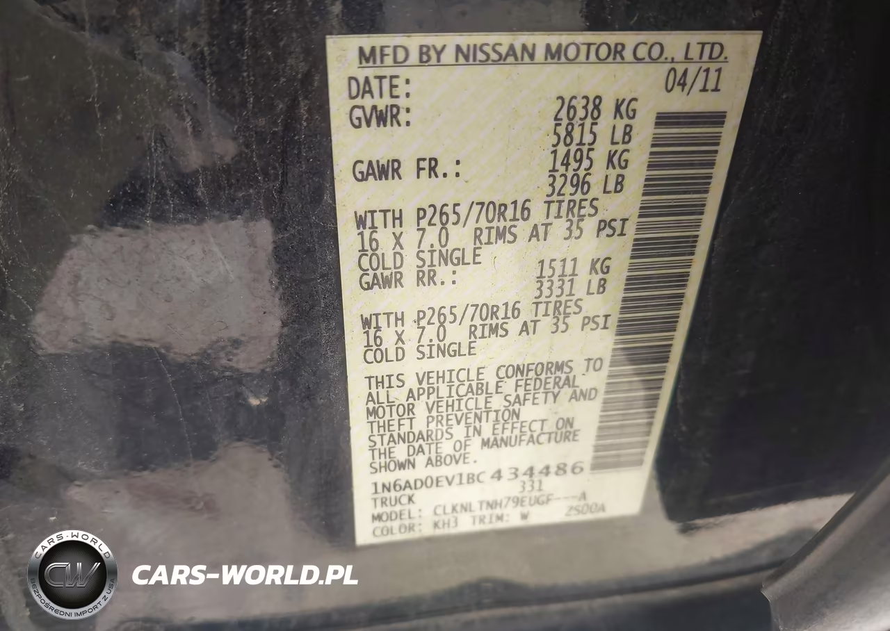 2011 Nissan Frontier Sv VIN:1N6AD0EV1BC434486 - 9