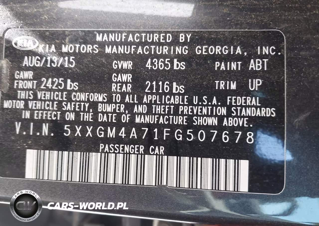 2015 Kia Optima Lx VIN:5XXGM4A71FG507678 - 9