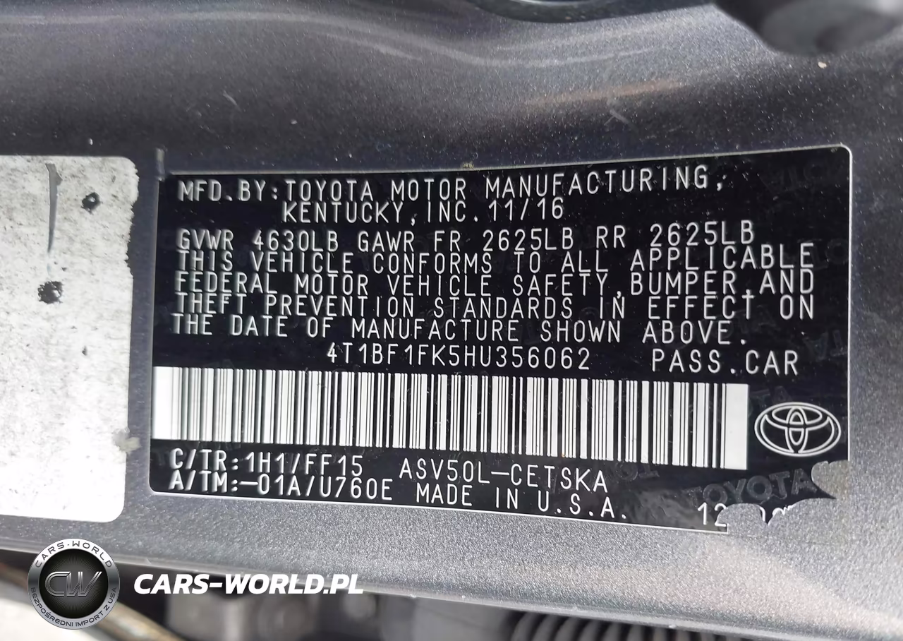 2017 Toyota Camry Se VIN:4T1BF1FK5HU356062 - 9