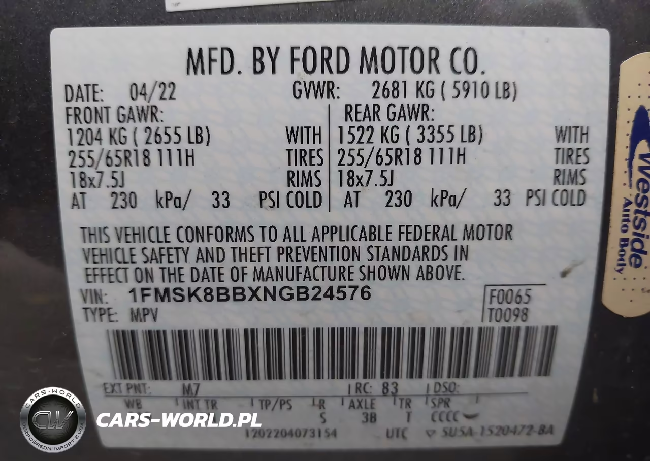2022 Ford Explorer VIN:1FMSK8BBXNGB24576 - 9