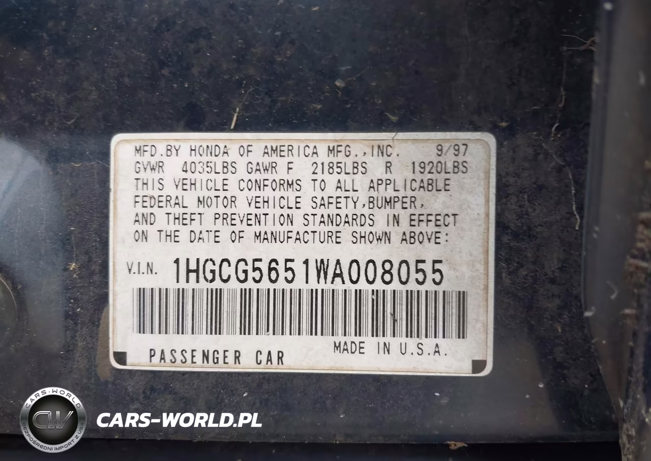 1998 Honda Accord Ex VIN:1HGCG5651WA008055 - 9