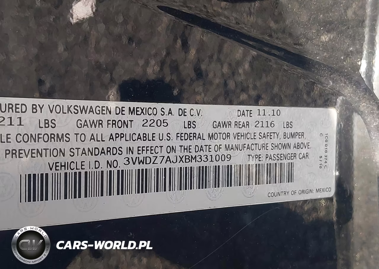 2011 Volkswagen Jetta 2.5L Se VIN:3VWDZ7AJXBM331009 - 9