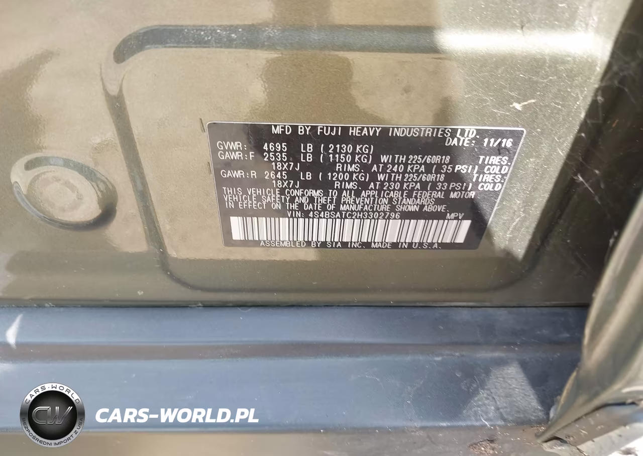 2017 Subaru Outback 2.5I Touring VIN:4S4BSATC2H3302796 - 9
