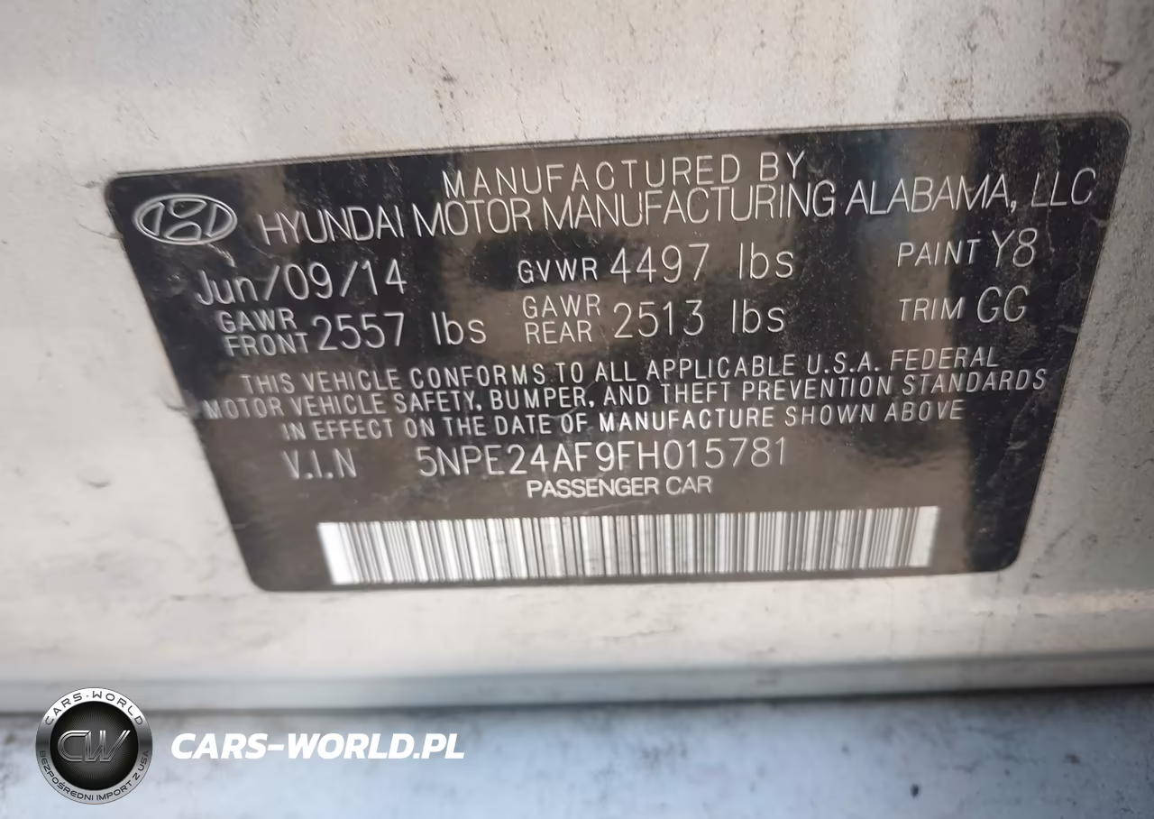 2015 Hyundai Sonata Se VIN:5NPE24AF9FH015781 - 9
