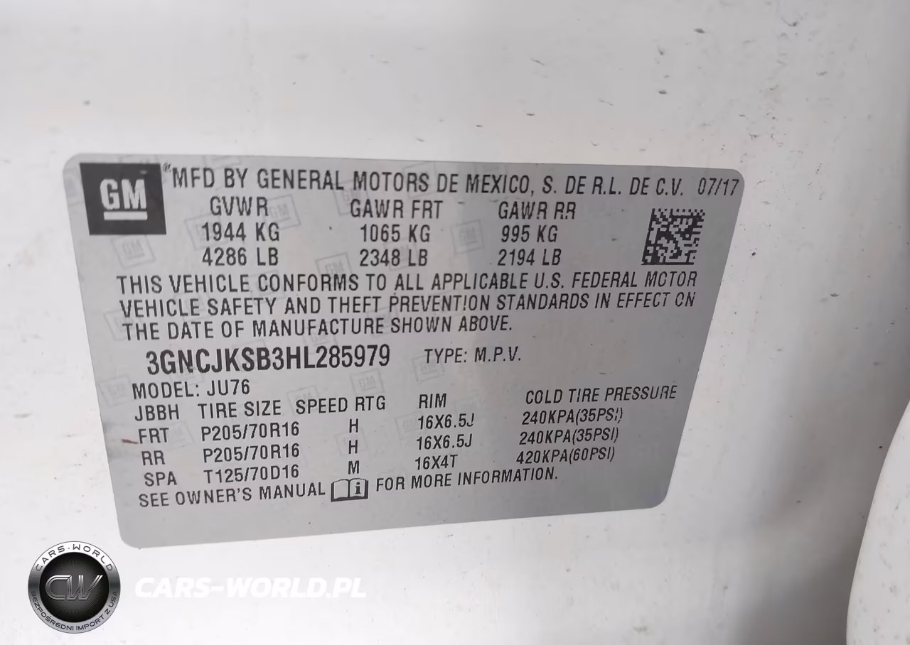 2017 Chevrolet Trax Ls VIN:3GNCJKSB3HL285979 - 9