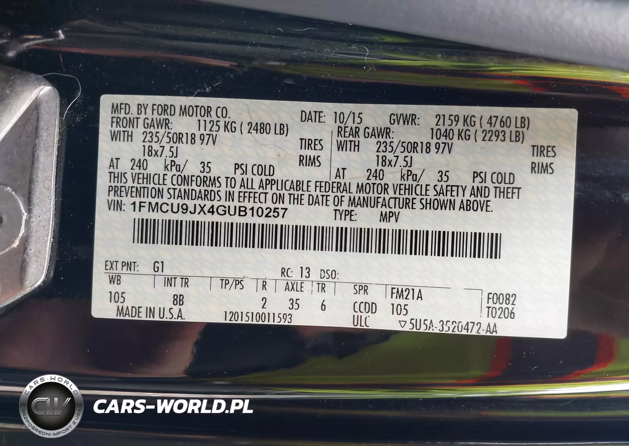 2016 Ford Escape Titanium VIN:1FMCU9JX4GUB10257 - 9