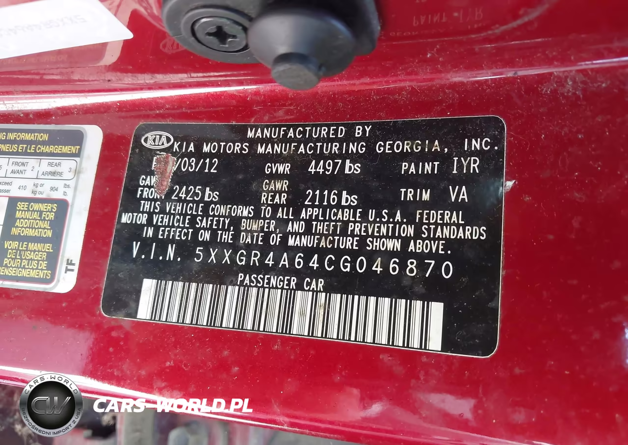 2012 Kia Optima Sx VIN:5XXGR4A64CG046870 - 9