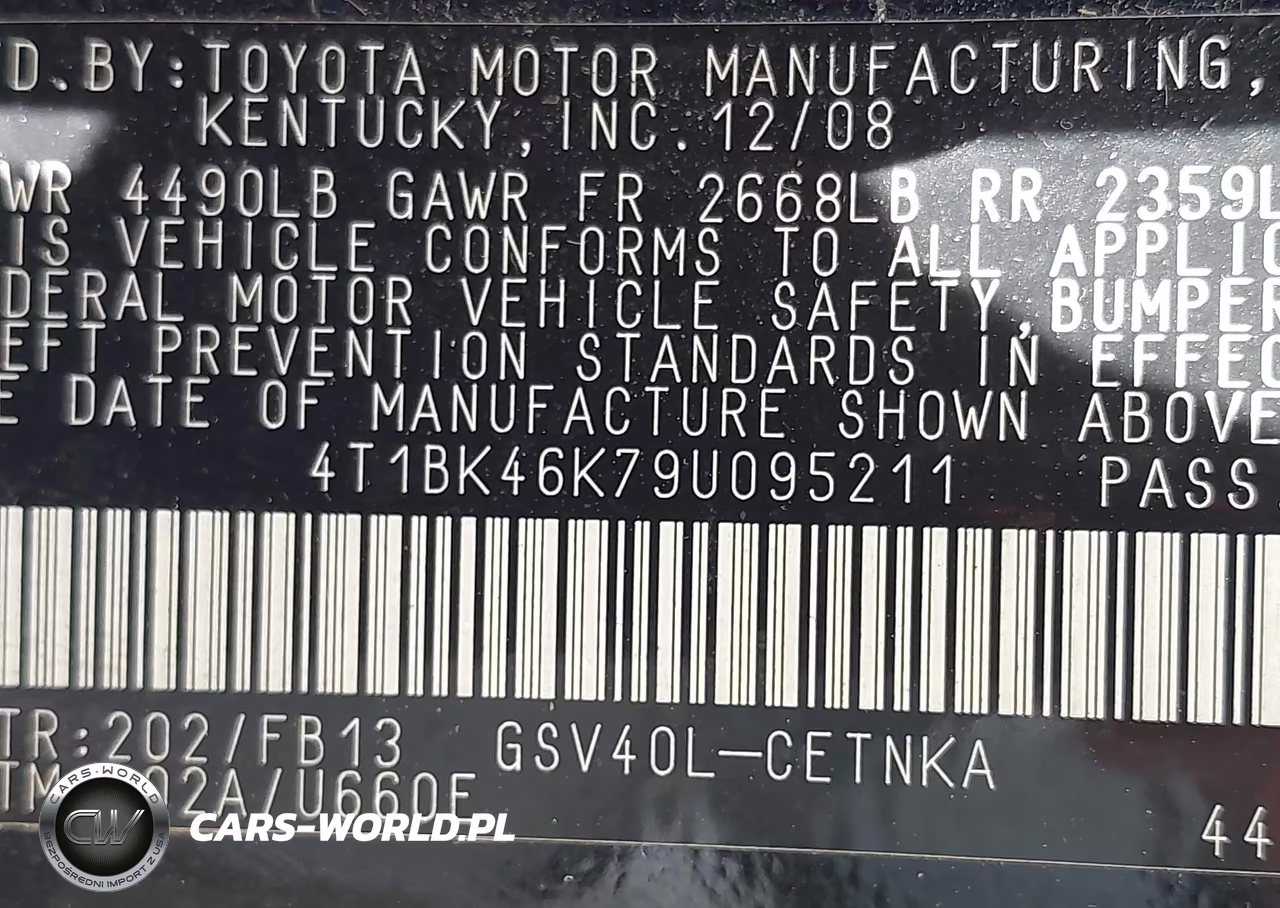2009 Toyota Camry Le V6 VIN:4T1BK46K79U095211 - 9