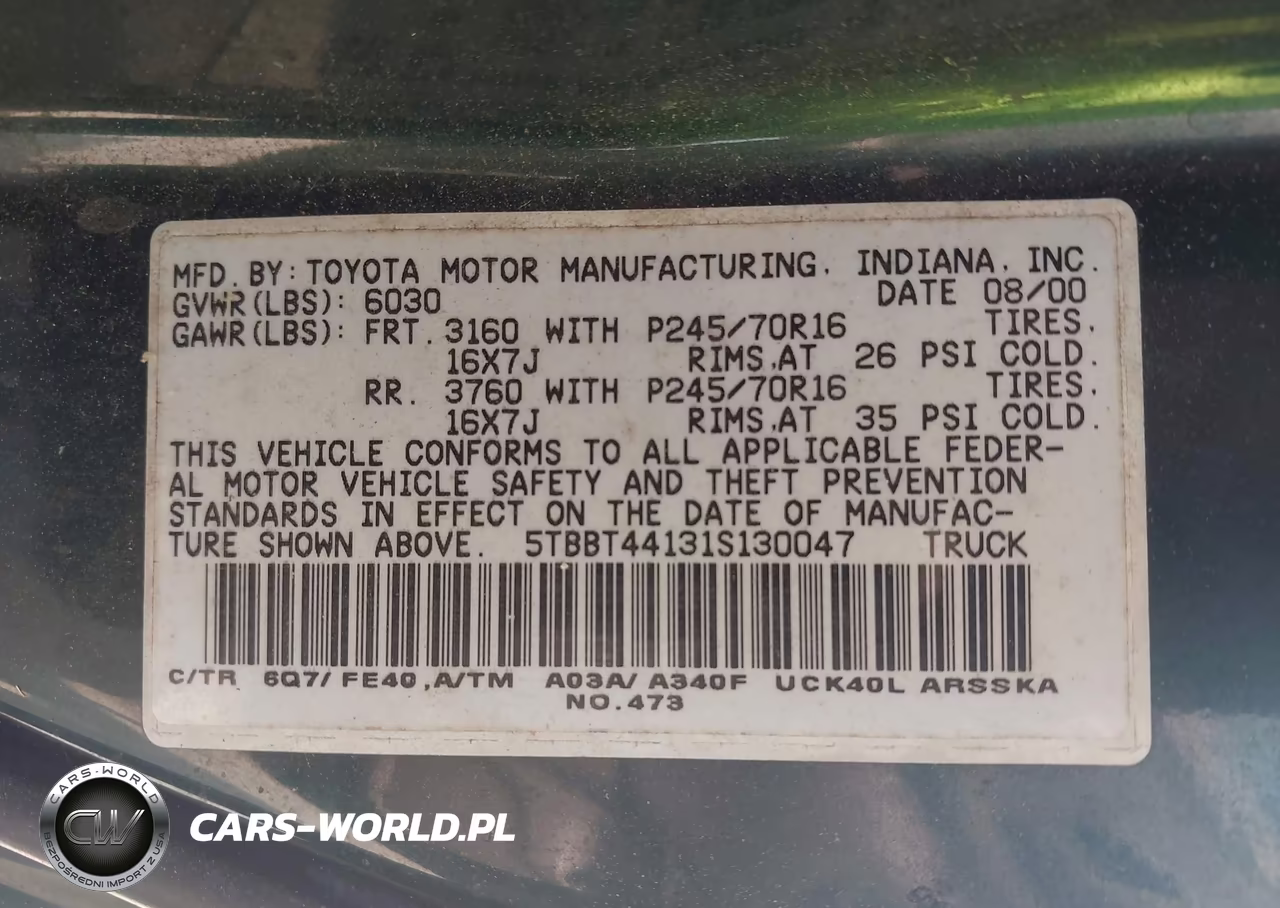 2001 Toyota Tundra Sr5 V8 VIN:5TBBT44131S130047 - 9