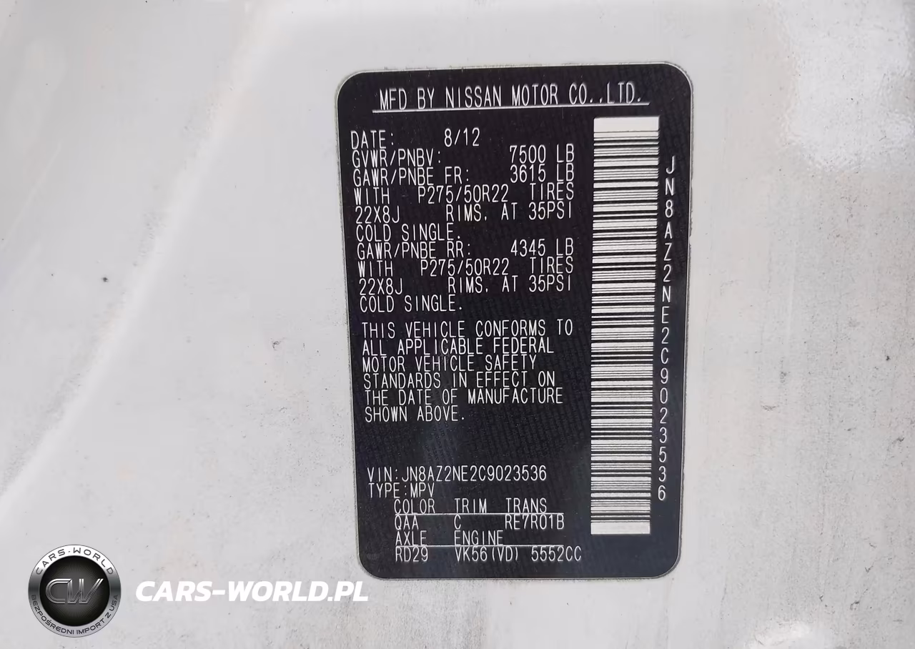2012 Infiniti Qx56 VIN:JN8AZ2NE2C9023536 - 9