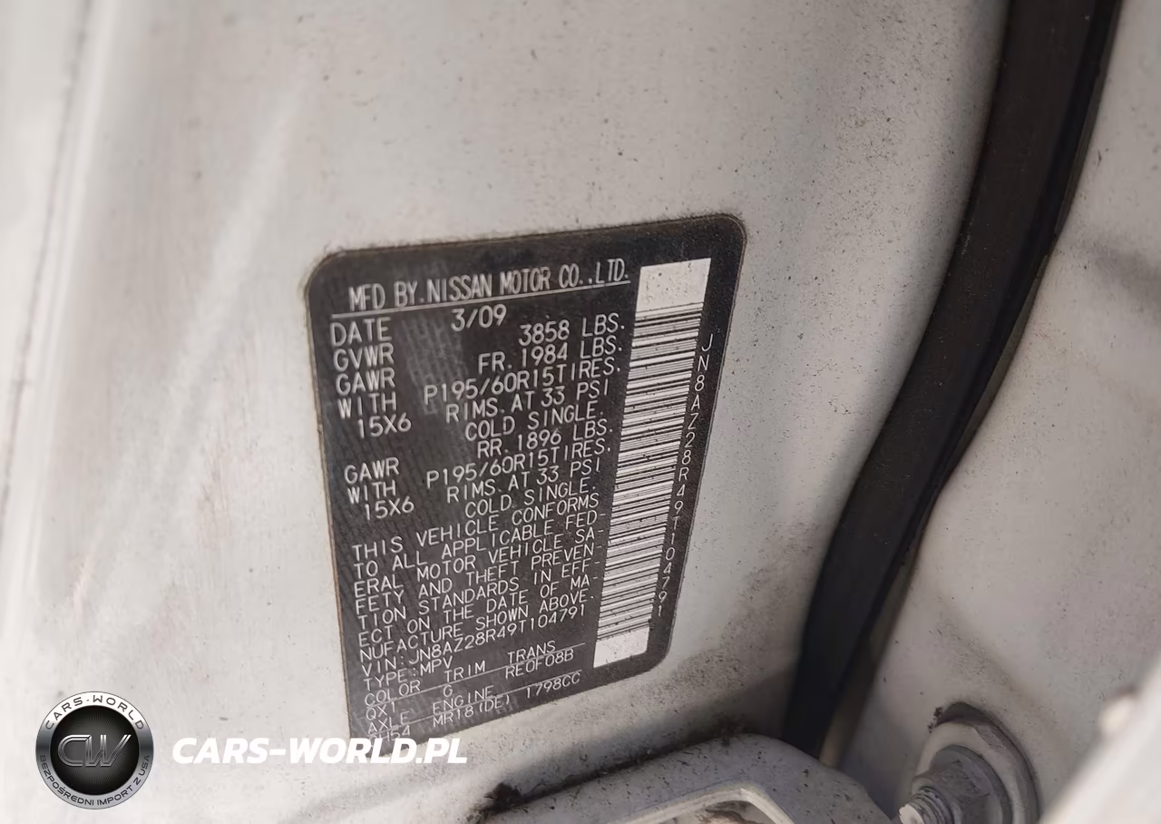 2009 Nissan Cube 1.8S VIN:JN8AZ28R49T104791 - 9