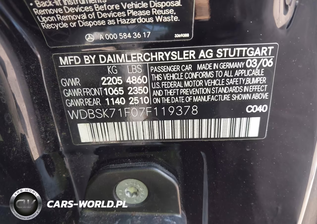 2007 Mercedes-Benz Sl 550 VIN:WDBSK71F07F119378 - 9