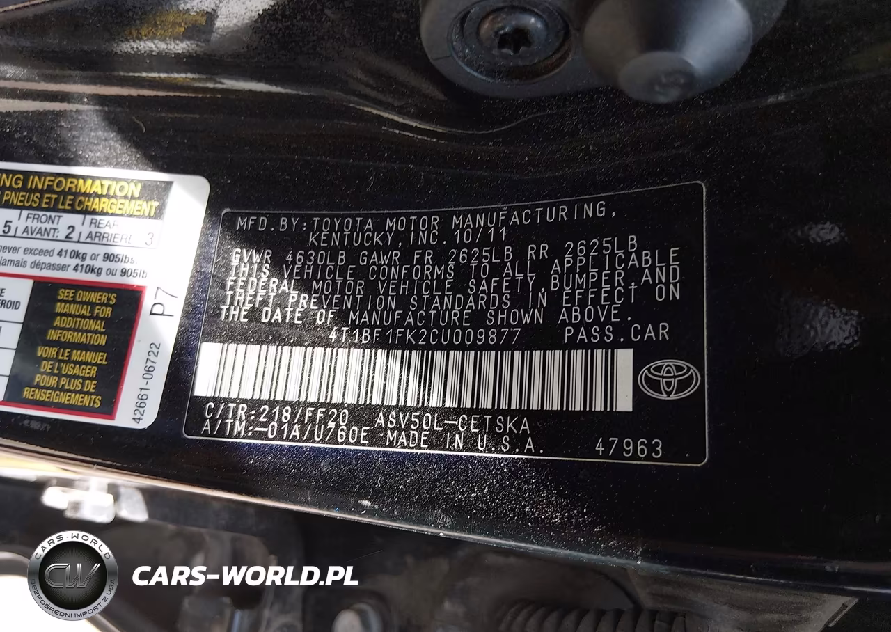 2012 Toyota Camry Se VIN:4T1BF1FK2CU009877 - 9