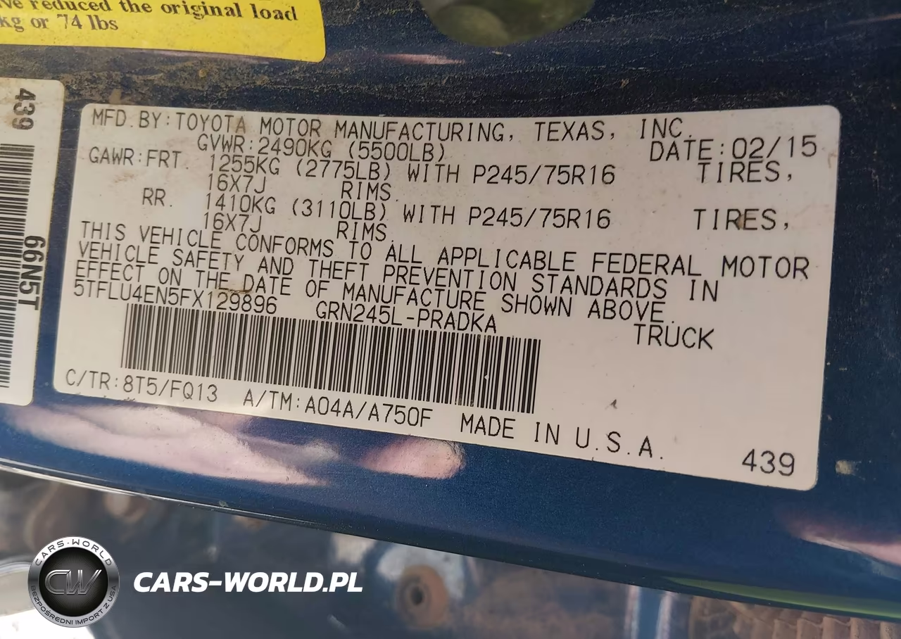 2015 Toyota Tacoma Base V6 VIN:5TFLU4EN5FX129896 - 9