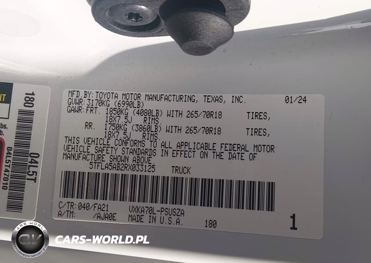 2024 Toyota Tundra Sr5 VIN:5TFLA5AB2RX033125 - 9