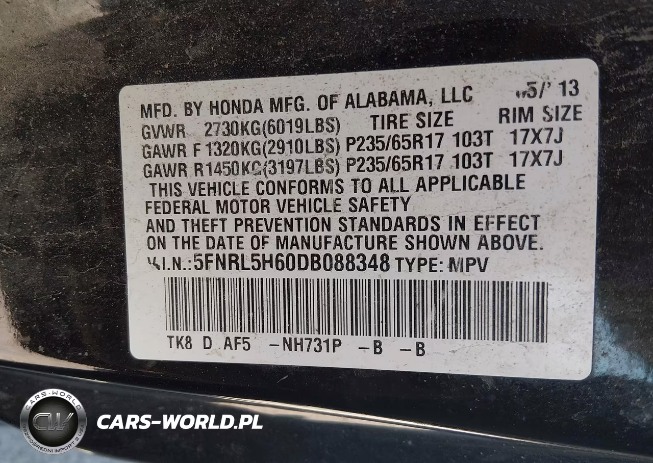 2013 Honda Odyssey Ex-L VIN:5FNRL5H60DB088348 - 9