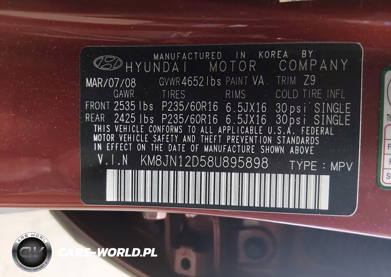 2008 Hyundai Tucson Limited V6-Se VIN:KM8JN12D58U895898 - 9