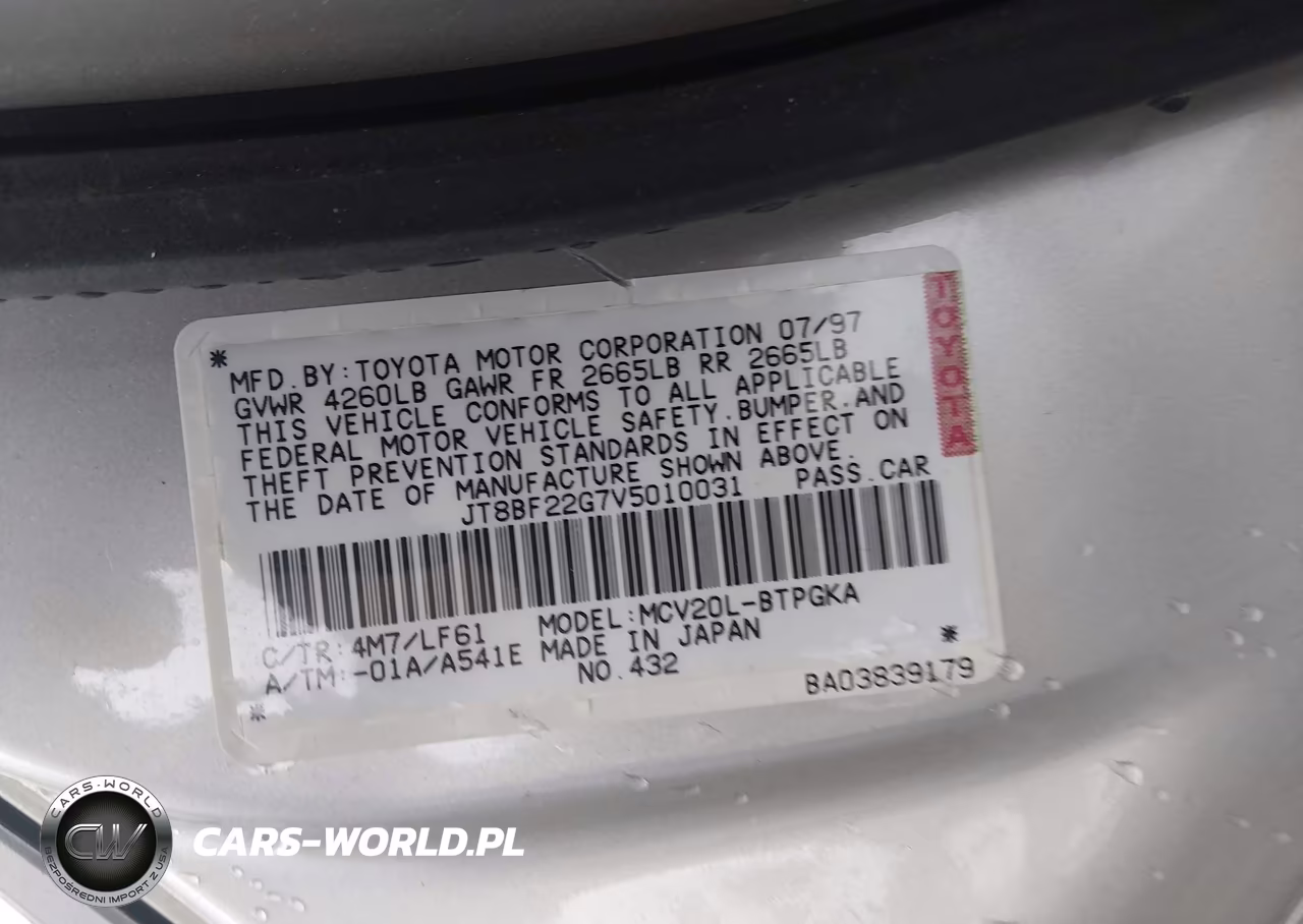 1997 Lexus Es 300 VIN:JT8BF22G7V5010031 - 9