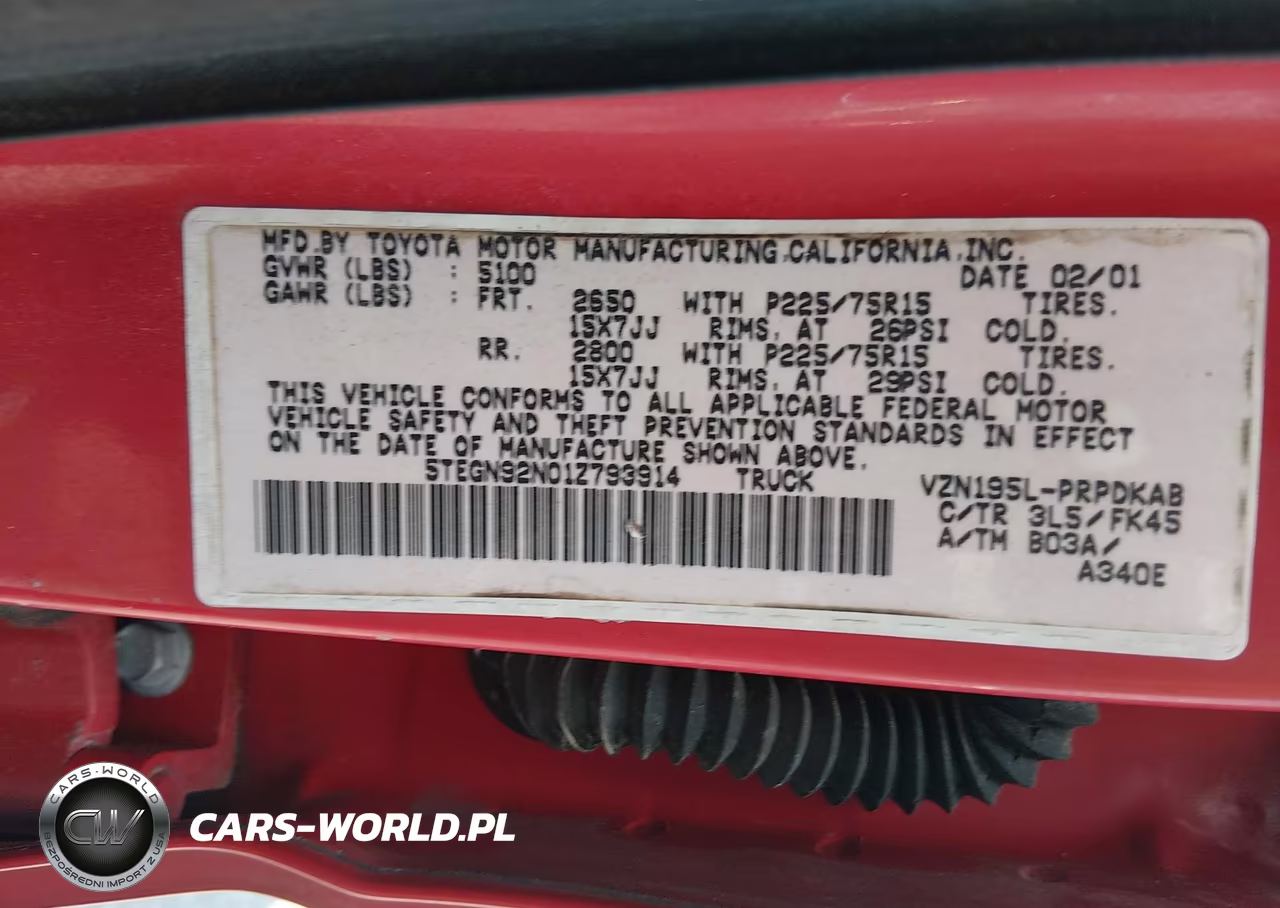2001 Toyota Tacoma Prerunner V6 VIN:5TEGN92N01Z793914 - 9