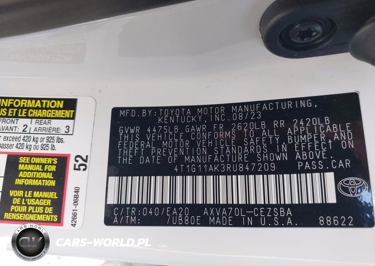 2024 Toyota Camry Se VIN:4T1G11AK3RU847209 - 9