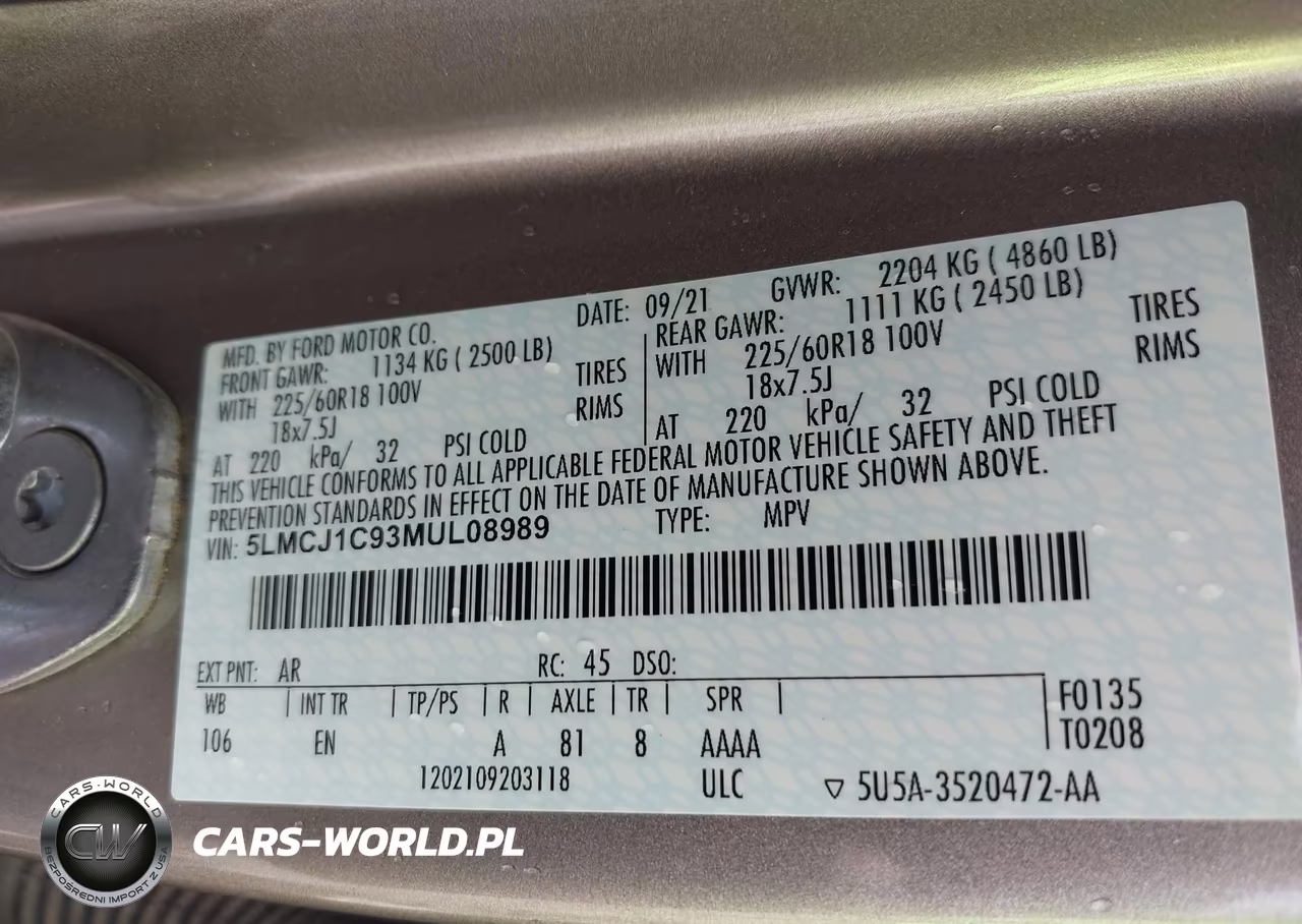 2021 Lincoln Corsair Standard VIN:5LMCJ1C93MUL08989 - 9