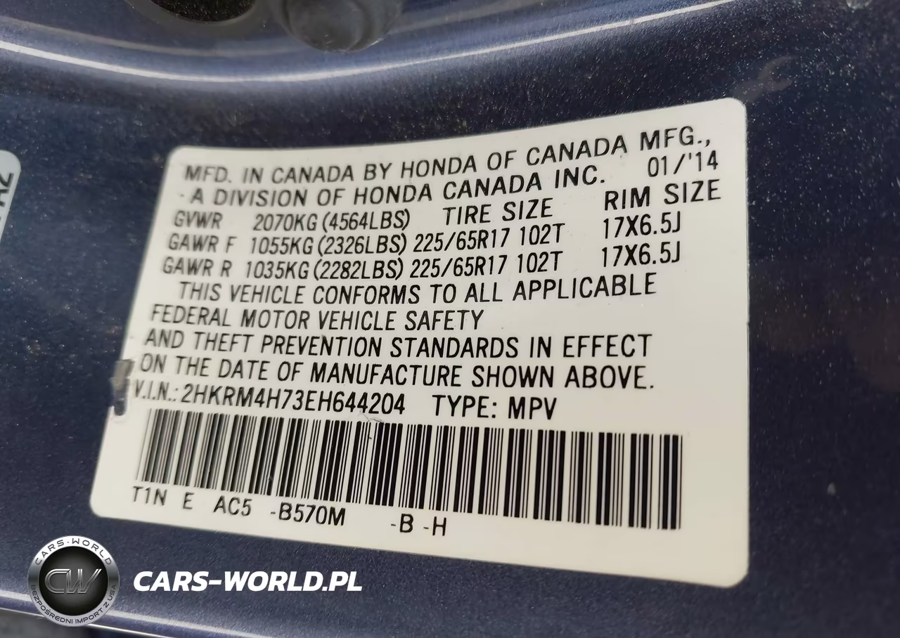 2014 Honda Cr-V Ex-L VIN:2HKRM4H73EH644204 - 9
