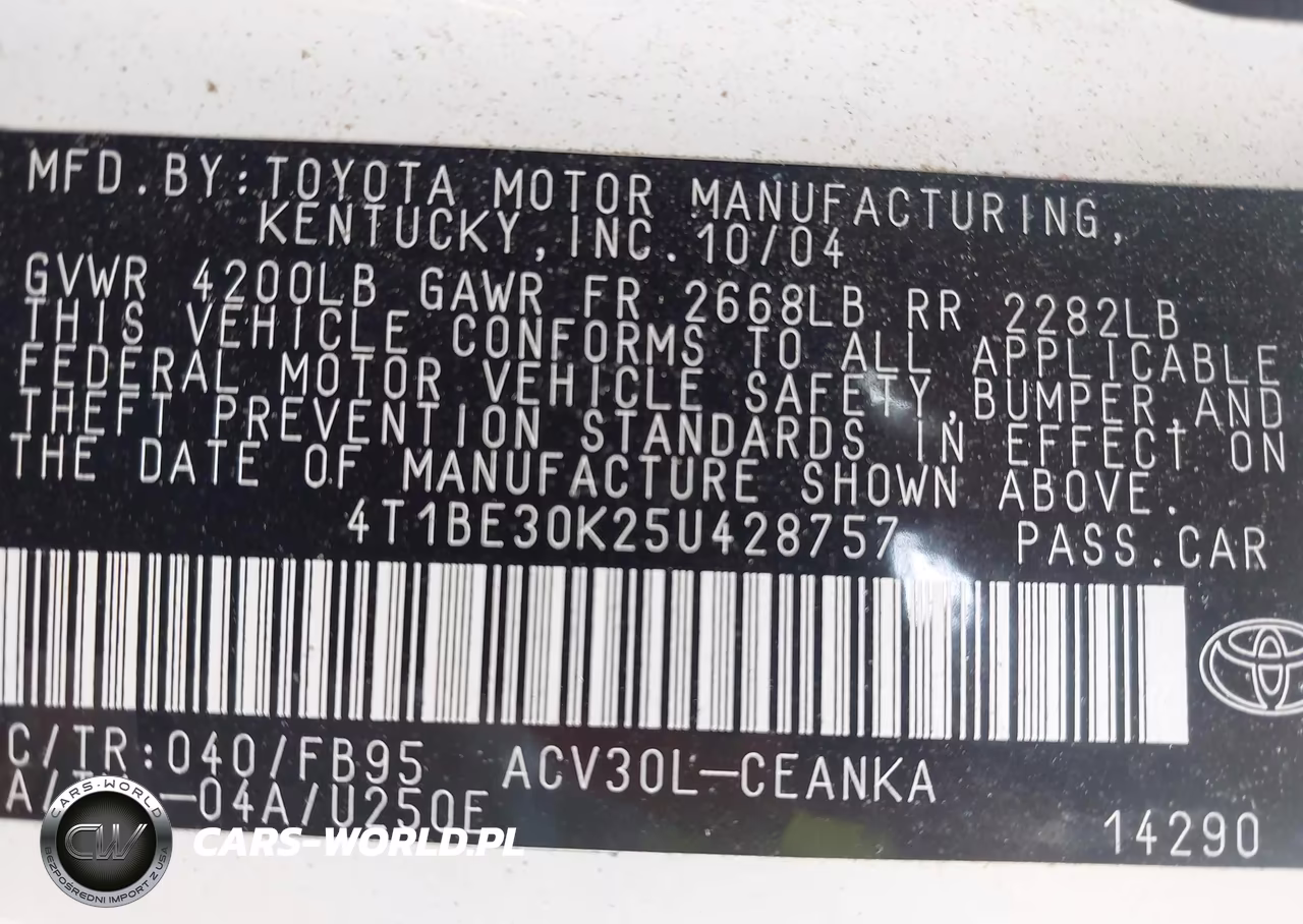 2005 Toyota Camry Le VIN:4T1BE30K25U428757 - 9