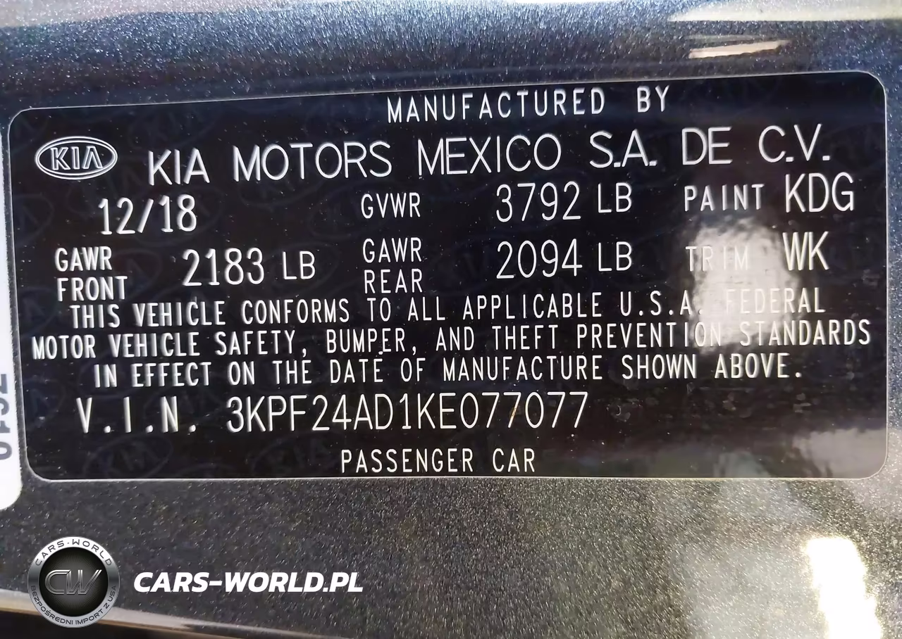 2019 Kia Forte Lxs VIN:3KPF24AD1KE077077 - 9