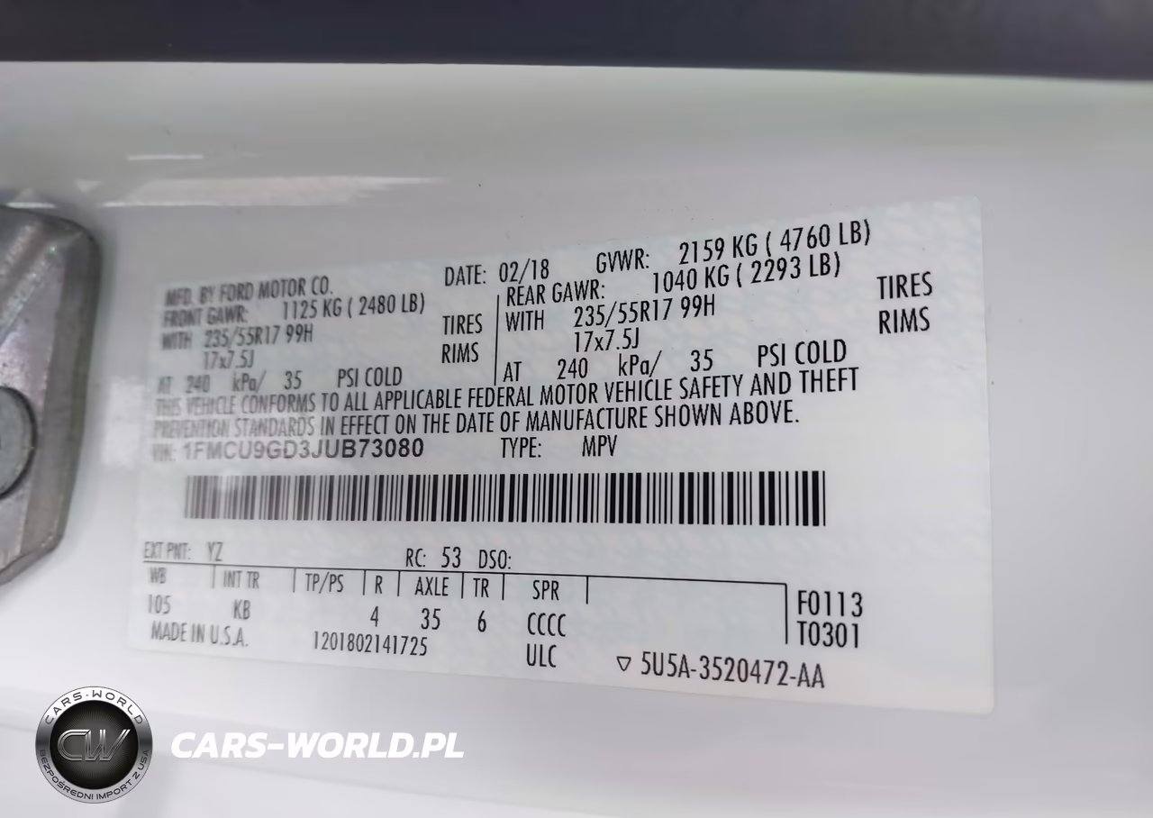 2018 Ford Escape Se VIN:1FMCU9GD3JUB73080 - 9
