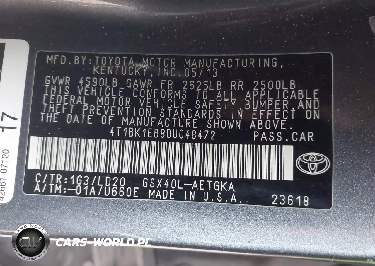 2013 Toyota Avalon Xle VIN:4T1BK1EB8DU048472 - 9
