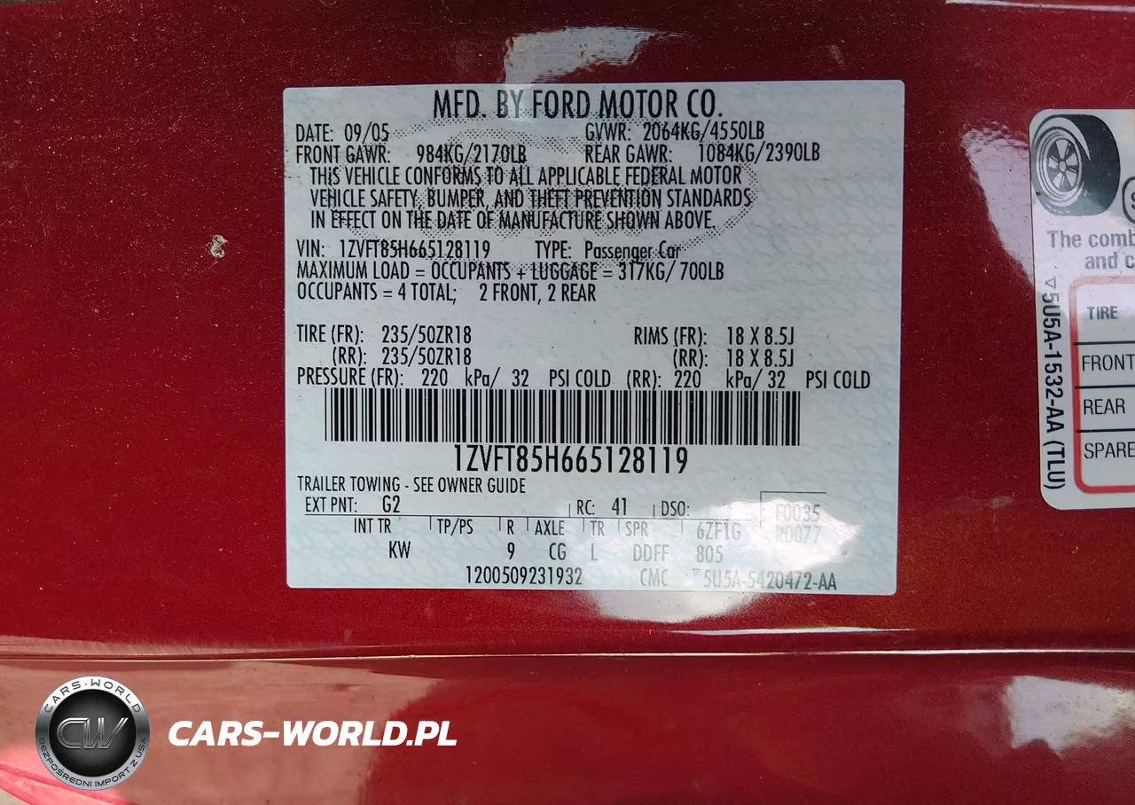 2006 Ford Mustang Gt VIN:1ZVFT85H665128119 - 9