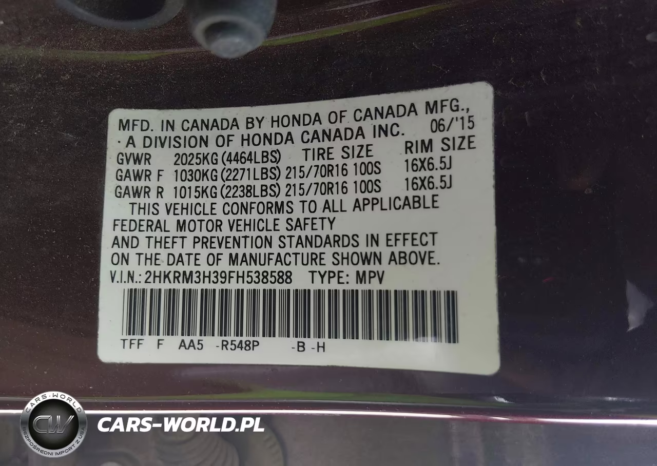 2015 Honda Cr-V Lx VIN:2HKRM3H39FH538588 - 9