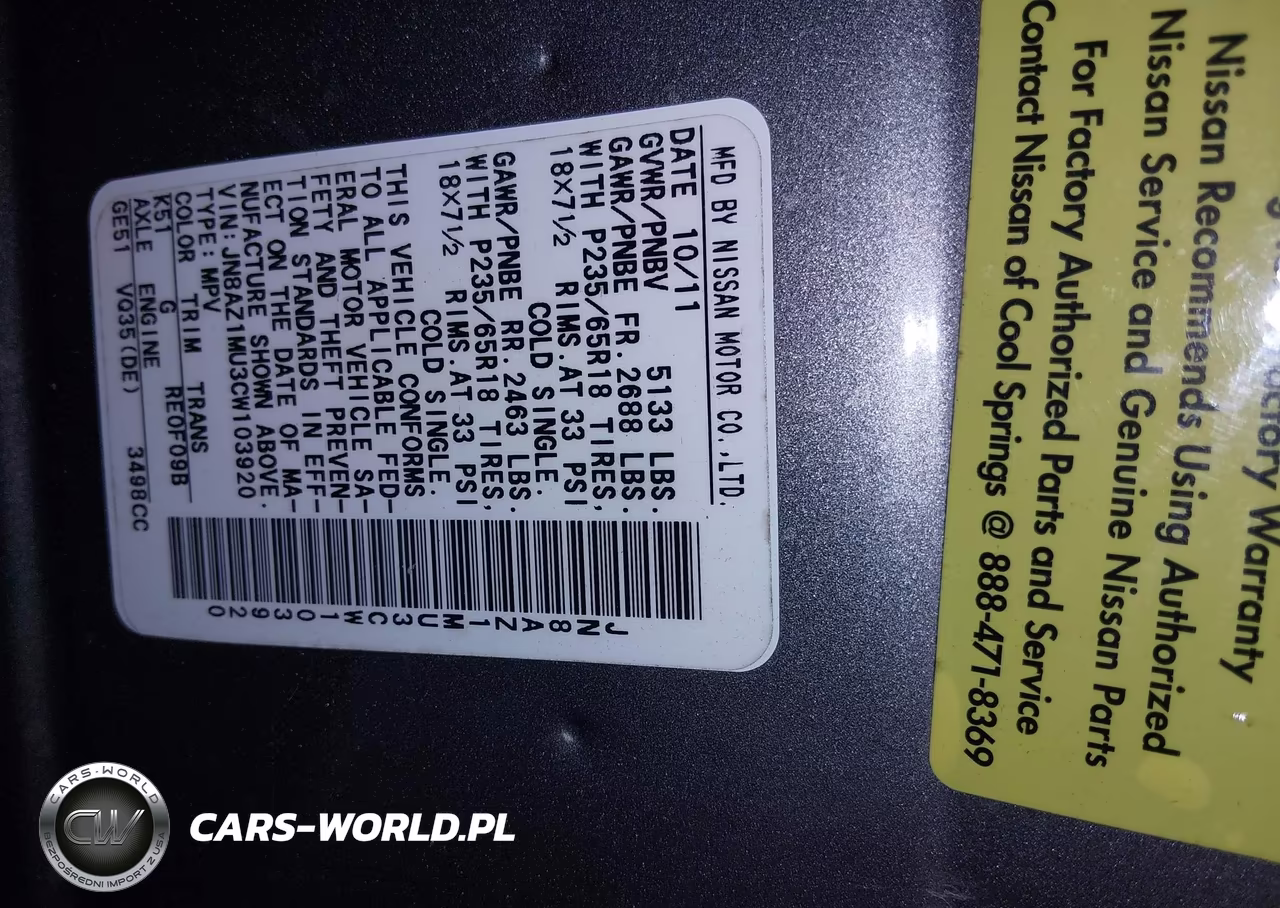 2012 Nissan Murano Sl VIN:JN8AZ1MU3CW103920 - 9