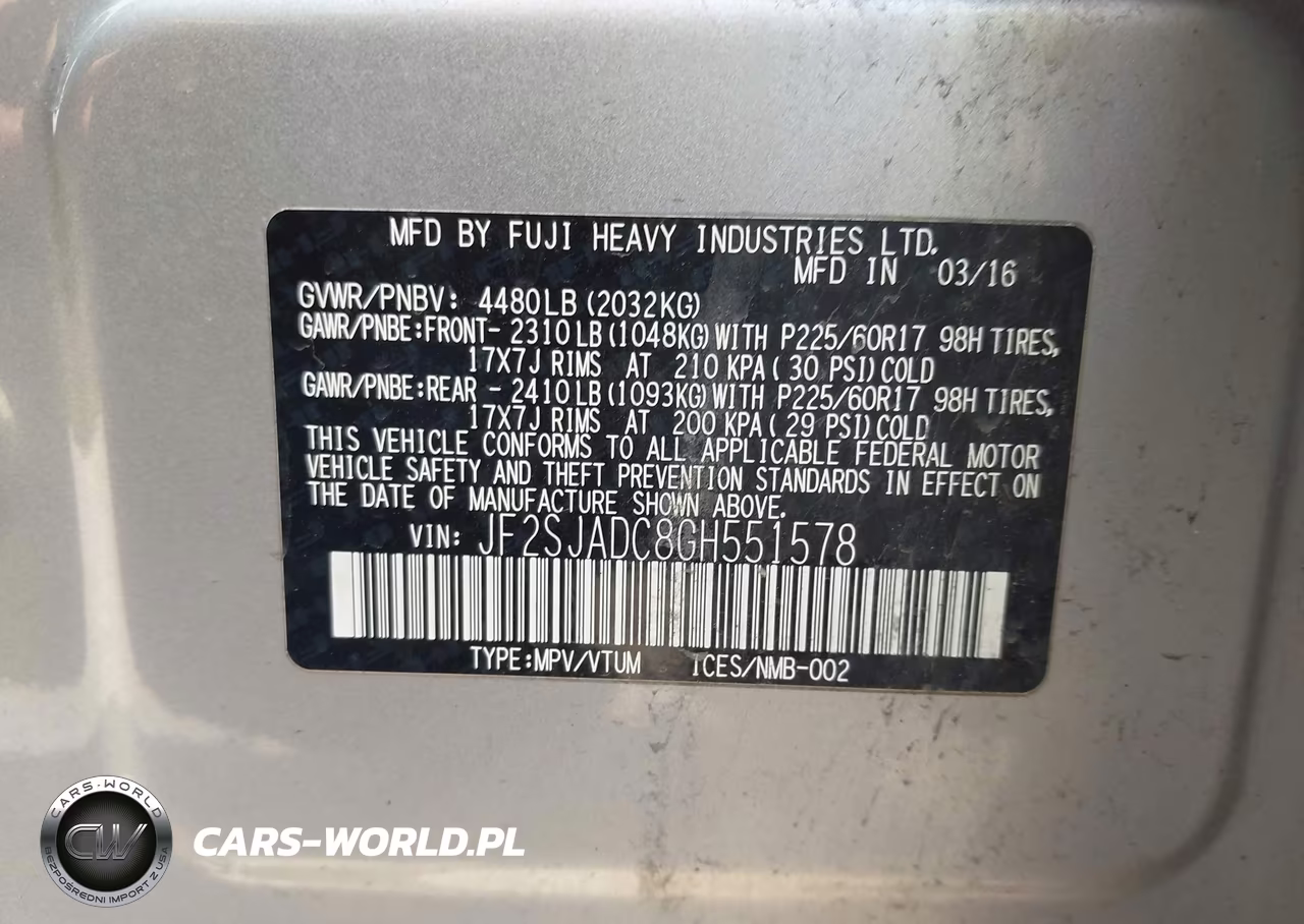 2016 Subaru Forester 2.5I Premium VIN:JF2SJADC8GH551578 - 9