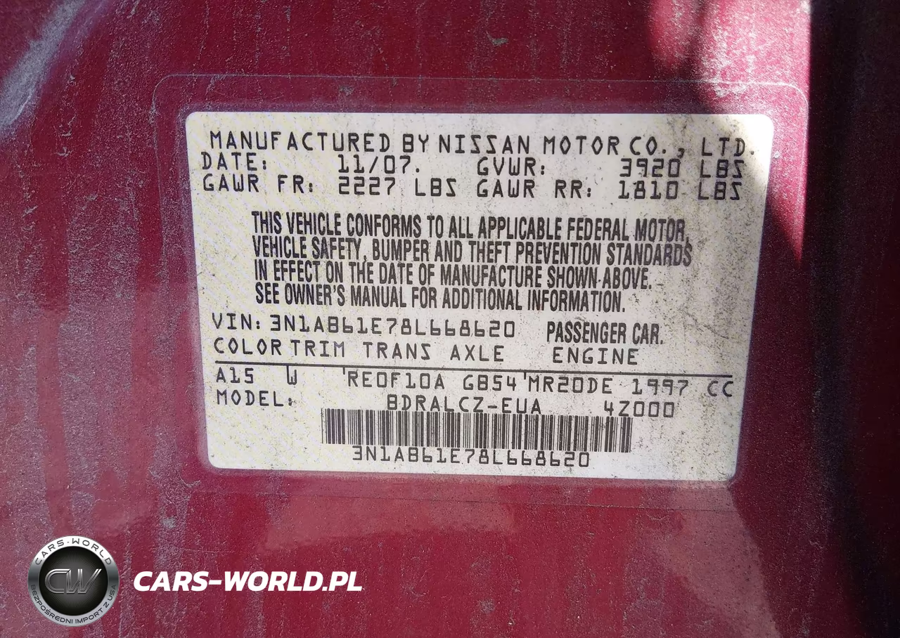 2008 Nissan Sentra 2.0 VIN:3N1AB61E78L668620 - 9