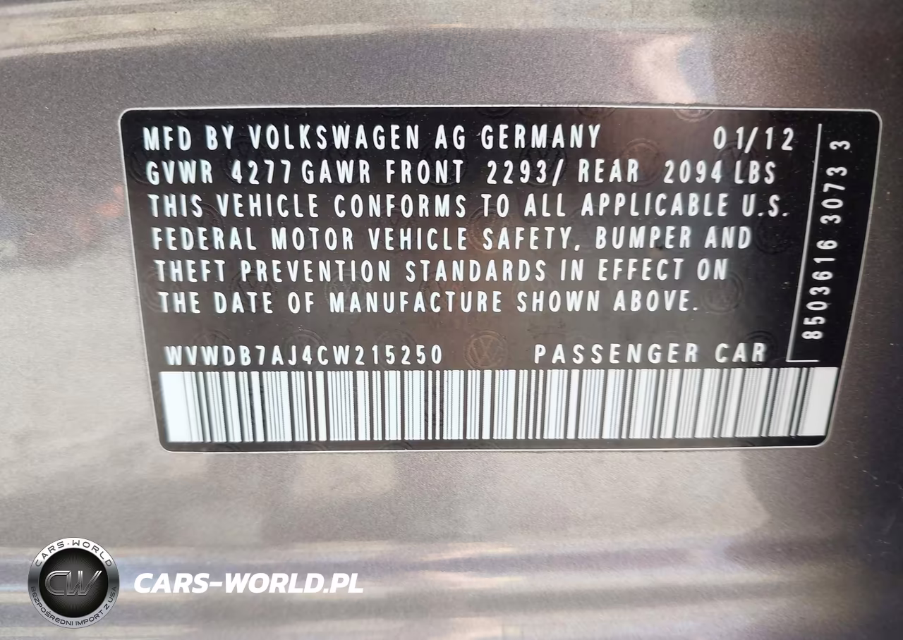 2012 Volkswagen Golf 2.5L 4-Door VIN:WVWDB7AJ4CW215250 - 9