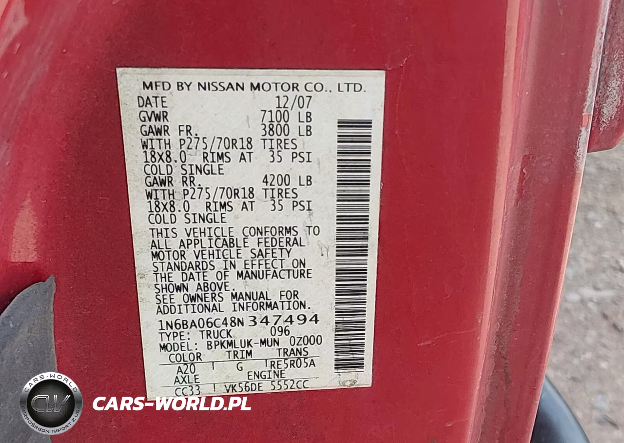 2008 Nissan Titan Le-Pro-4X-Se VIN:1N6BA06C48N347494 - 9
