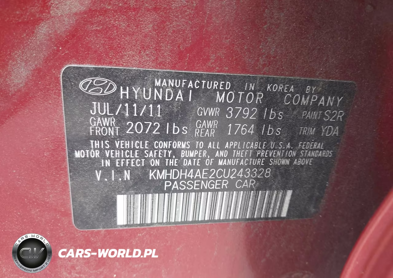 2012 Hyundai Elantra Limited (Ulsan Plant) VIN:KMHDH4AE2CU243328 - 9