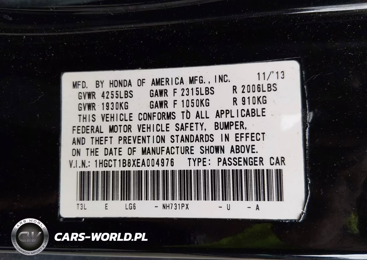2014 Honda Accord Ex-L VIN:1HGCT1B8XEA004976 - 9