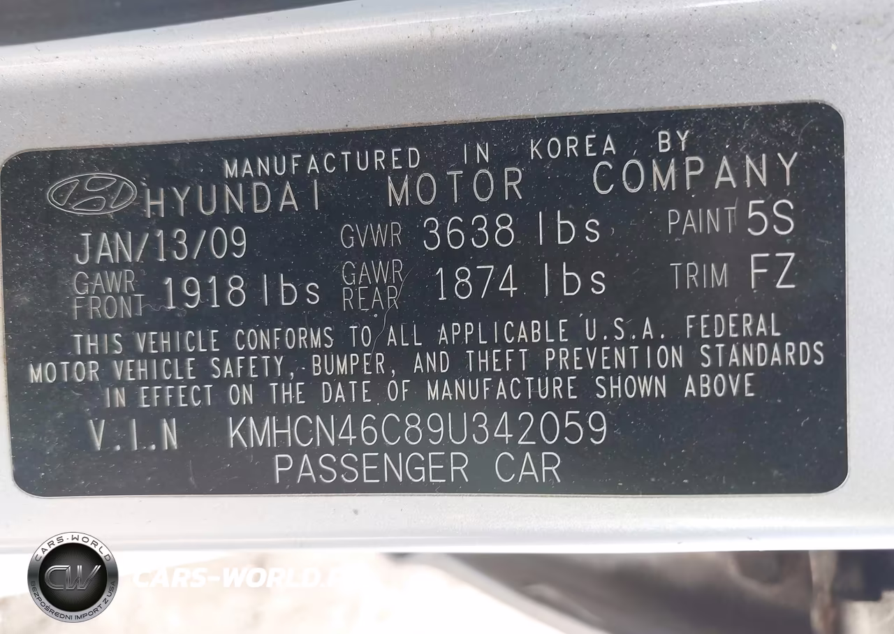 2009 Hyundai Accent Gls VIN:KMHCN46C89U342059 - 9